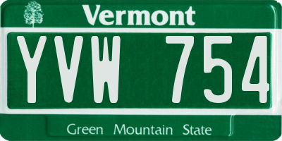 VT license plate YVW754