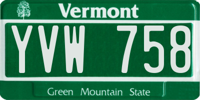 VT license plate YVW758