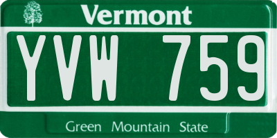 VT license plate YVW759