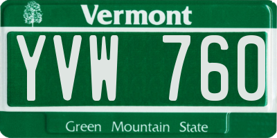 VT license plate YVW760