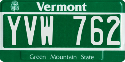 VT license plate YVW762