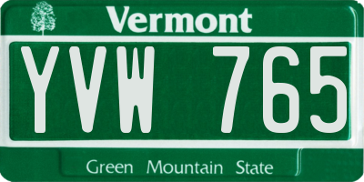VT license plate YVW765