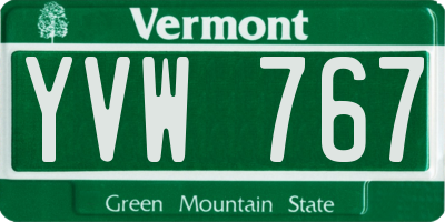 VT license plate YVW767