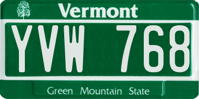 VT license plate YVW768
