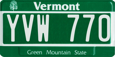 VT license plate YVW770