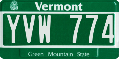 VT license plate YVW774