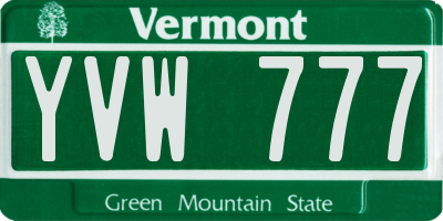 VT license plate YVW777