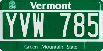 VT license plate YVW785