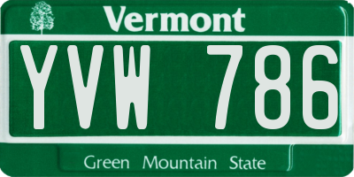 VT license plate YVW786