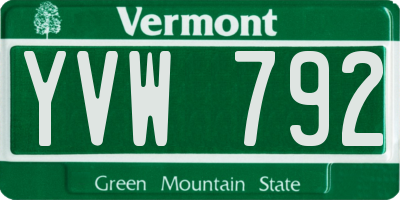 VT license plate YVW792