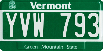 VT license plate YVW793