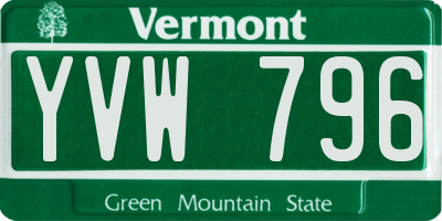 VT license plate YVW796