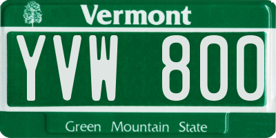 VT license plate YVW800