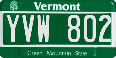 VT license plate YVW802