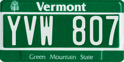 VT license plate YVW807