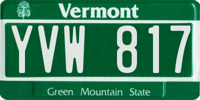 VT license plate YVW817