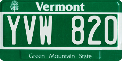 VT license plate YVW820