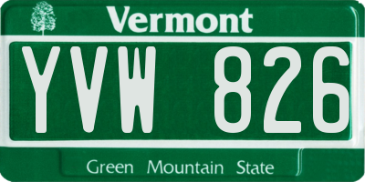 VT license plate YVW826