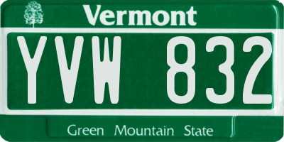 VT license plate YVW832