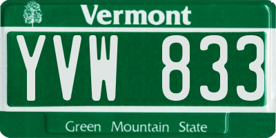 VT license plate YVW833