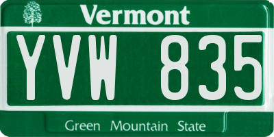 VT license plate YVW835