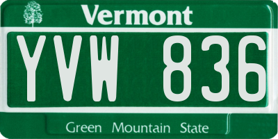 VT license plate YVW836