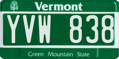 VT license plate YVW838