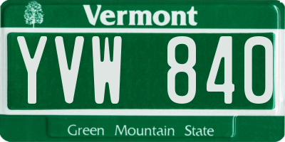 VT license plate YVW840
