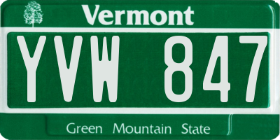 VT license plate YVW847