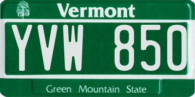 VT license plate YVW850
