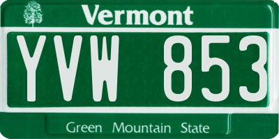 VT license plate YVW853