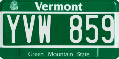 VT license plate YVW859