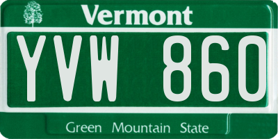 VT license plate YVW860