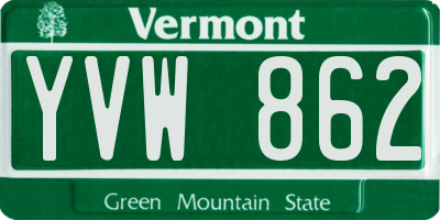 VT license plate YVW862