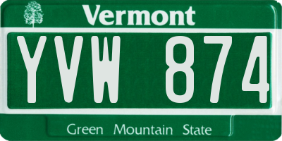 VT license plate YVW874