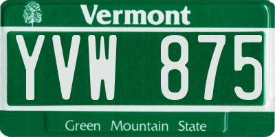VT license plate YVW875
