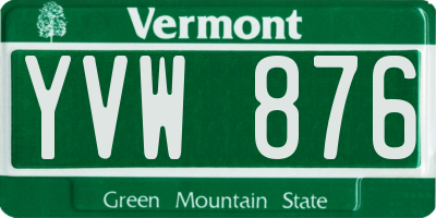 VT license plate YVW876