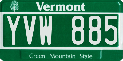 VT license plate YVW885