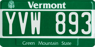 VT license plate YVW893