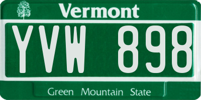 VT license plate YVW898
