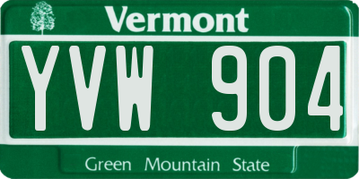 VT license plate YVW904