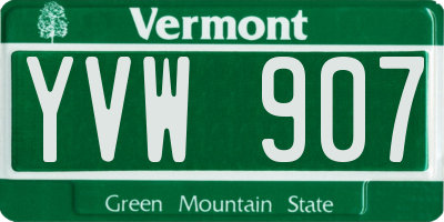 VT license plate YVW907