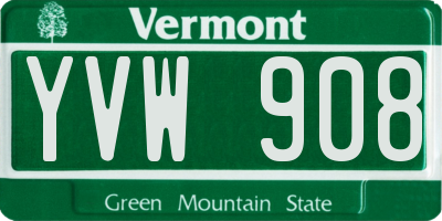 VT license plate YVW908