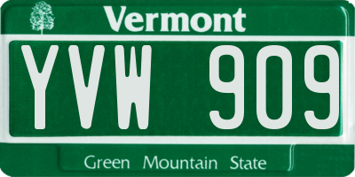 VT license plate YVW909