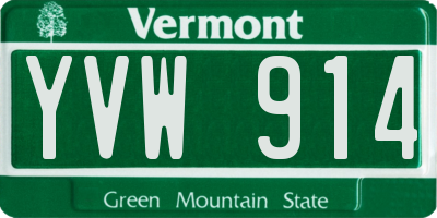 VT license plate YVW914