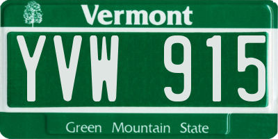 VT license plate YVW915