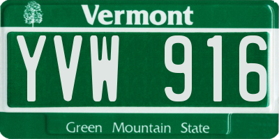 VT license plate YVW916