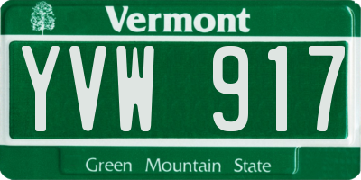 VT license plate YVW917