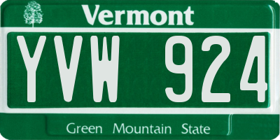 VT license plate YVW924
