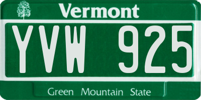 VT license plate YVW925